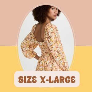L*SPACE FLORAL SMOCK SHIRRED WAIST DRESS